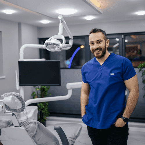 Dentist in a dental office